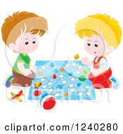 Poster, Art Print Of Caucasian Boys Playing A Board Game