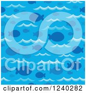Clipart Of A Seamless Background Of Fish And Waves Royalty Free Vector Illustration