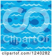 Poster, Art Print Of Seamless Background Of Fish And Waves