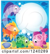 Poster, Art Print Of Border Of Colorful Fish Around A Bubble