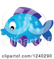 Clipart Of A Purple And Blue Fish Royalty Free Vector Illustration