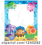 Clipart Of A Border Of Colorful Fish Royalty Free Vector Illustration