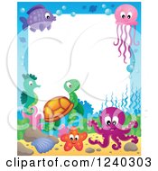 Poster, Art Print Of Border Of Sea Creatures