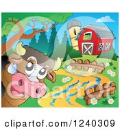 Poster, Art Print Of Barnyard With A Cow