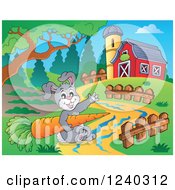 Poster, Art Print Of Rabbit Holding A Carrot In A Barnyard