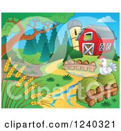 Poster, Art Print Of Barnyard With A Chicken And Wheat