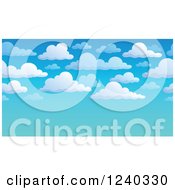 Clipart Of A White Cloud And Blue Sky Background With Text Space Royalty Free Vector Illustration