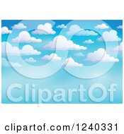 Clipart Of A Puffy White Cloud And Blue Sky Background With Text Space Royalty Free Vector Illustration