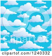 Clipart Of A Seamless White Cloud And Blue Sky Background Pattern Royalty Free Vector Illustration
