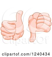 Clipart Of Hands Giving A Thumb Up And Down Royalty Free Vector Illustration by yayayoyo