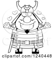 Poster, Art Print Of Black And White Loving Samurai Warrior With Open Arms And Hearts