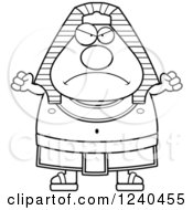 Clipart Of A Black And White Mad Ancient Egyptian Pharaoh Holding Up Fists Royalty Free Vector Illustration