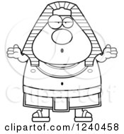 Clipart Of A Black And White Careless Shrugging Ancient Egyptian Pharaoh Royalty Free Vector Illustration by Cory Thoman