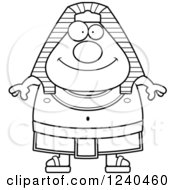Clipart Of A Black And White Happy Ancient Egyptian Pharaoh Royalty Free Vector Illustration