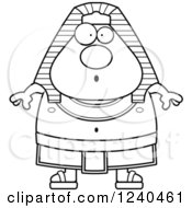 Clipart Of A Black And White Surprised Gasping Ancient Egyptian Pharaoh Royalty Free Vector Illustration