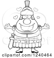 Poster, Art Print Of Black And White Loving Roman Centurion With Open Arms And Hearts