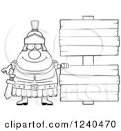 Poster, Art Print Of Black And White Happy Roman Centurion With Wooden Signs