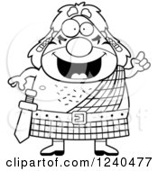 Clipart Of A Black And White Smart Celt Man With An Idea Royalty Free Vector Illustration
