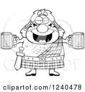 Black And White Drunk Celt Man Holding Beer