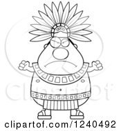 Clipart Of A Mad Aztec Chief King Holding Up Fists Royalty Free Vector Illustration by Cory Thoman