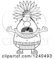 Clipart Of A Scared Screaming Aztec Chief King Royalty Free Vector Illustration by Cory Thoman