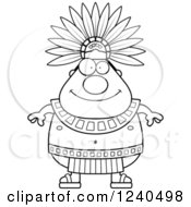 Poster, Art Print Of Black And White Happy Aztec Chief King