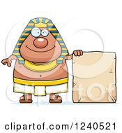 Happy Ancient Egyptian Pharaoh With A Tablet Sign