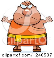 Poster, Art Print Of Mad Chubby Buddhist Man Holding Up Fists