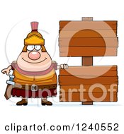 Happy Roman Centurion With Wooden Signs