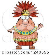 Clipart Of A Friendly Waving Aztec Chief King Royalty Free Vector Illustration by Cory Thoman