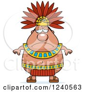 Clipart Of A Sad Depressed Aztec Chief King Royalty Free Vector Illustration