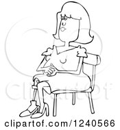 Black And White Sitting Woman With An Artificial Prosthetic Leg