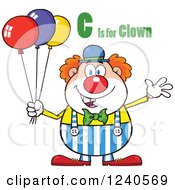 Poster, Art Print Of Happy Clown With Balloons And C Is For Clown Text