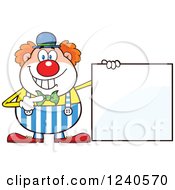 Poster, Art Print Of Happy Clown Pointing To A Blank Sign