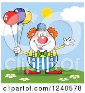 Poster, Art Print Of Happy Clown With Colorful Balloons On A Sunny Day