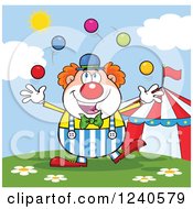 Happy Clown Juggling At The Circus