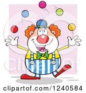 Poster, Art Print Of Happy Clown Juggling Over Pink
