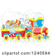 Poster, Art Print Of Happy Rabbit Driving An Easter Train