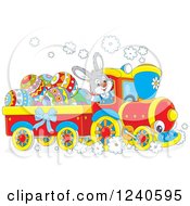 Poster, Art Print Of Happy Bunny Rabbit Driving An Easter Train