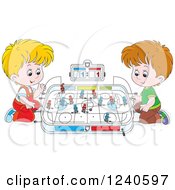 Poster, Art Print Of Two Caucasian Boys Playing Table Hockey