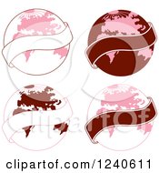 Clipart Of Maroon And Pink Globes And Banners Royalty Free Vector Illustration