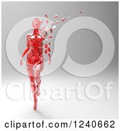 Clipart Of A 3d Crumbling Red Woman Over Gray Shading Royalty Free Illustration by Julos