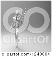 Clipart Of A 3d Crumbling Woman Over Gray Shading 2 Royalty Free Illustration by Julos