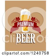 Clipart Of A Premium Beer Banner On Tan Royalty Free Vector Illustration