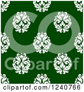 Poster, Art Print Of Seamless Green And White Damask Background Pattern 28