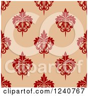 Clipart Of A Seamless Red And Tan Damask Background Pattern 9 Royalty Free Vector Illustration