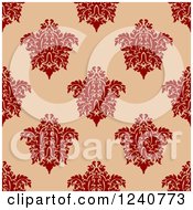 Poster, Art Print Of Seamless Red And Tan Damask Background Pattern 10