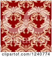 Poster, Art Print Of Seamless Red And Tan Damask Background Pattern 8