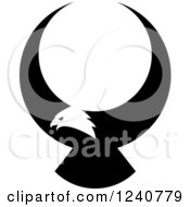 Clipart Of A Black And White Bald Eagle In Flight Royalty Free Vector Illustration