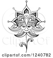 Clipart Of A Black And White Henna Flower 17 Royalty Free Vector Illustration
